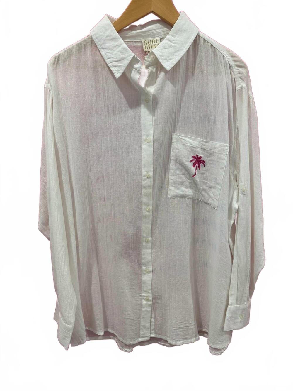 NEW SURF GYPSY women's printed button down top in white